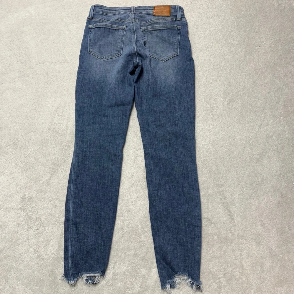 Lucky Brand Skinny Jeans Medium Wash Raw Frayed Step Hem Blue Womens Size 0/25